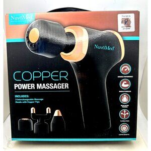 Cordless Copper Power Massager Rechargeable 3 Massage Heads 424311 New